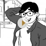 Filmausschnitt: gezeichneter Junge mit Brille