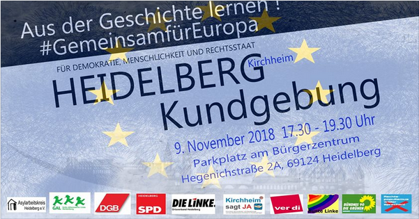 Kundgebung am 9.11. 17:30 in HD – Kirchheim: Für Europa (gegen AfD)